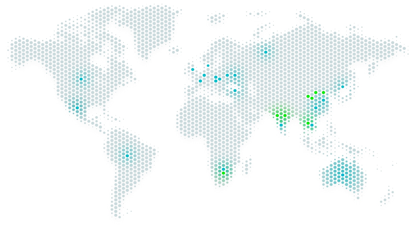 World map highlighting Solavita's global footprint, showcasing key regions of presence and impact in clean energy solutions and sustainability initiatives.